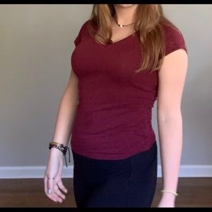 Maroon V-Neck Top